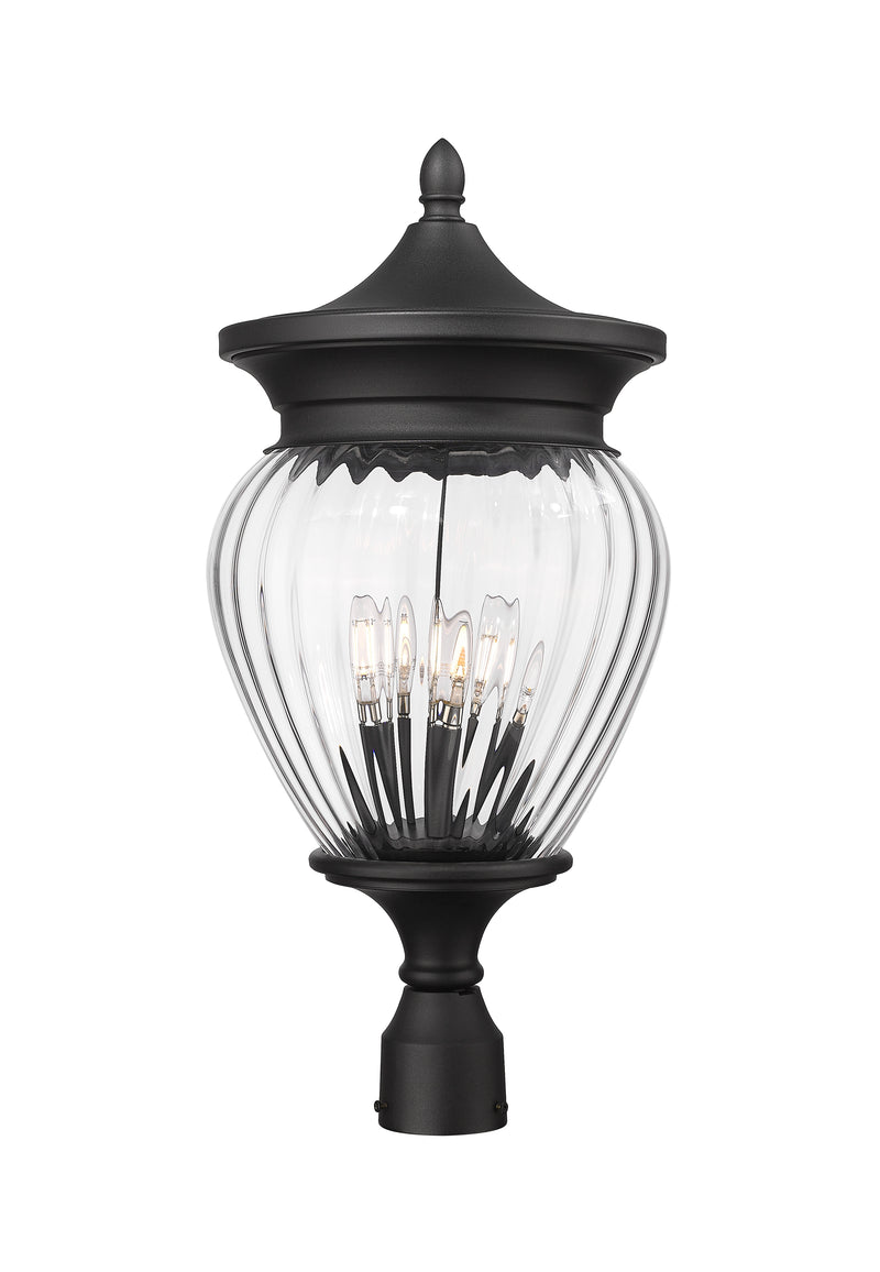 Davina 4 Light 12" Outdoor Post Mount Fixture in Black, Post Top Only