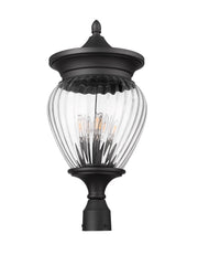 Davina 4 Light 12" Outdoor Post Mount Fixture in Black, Post Top Only
