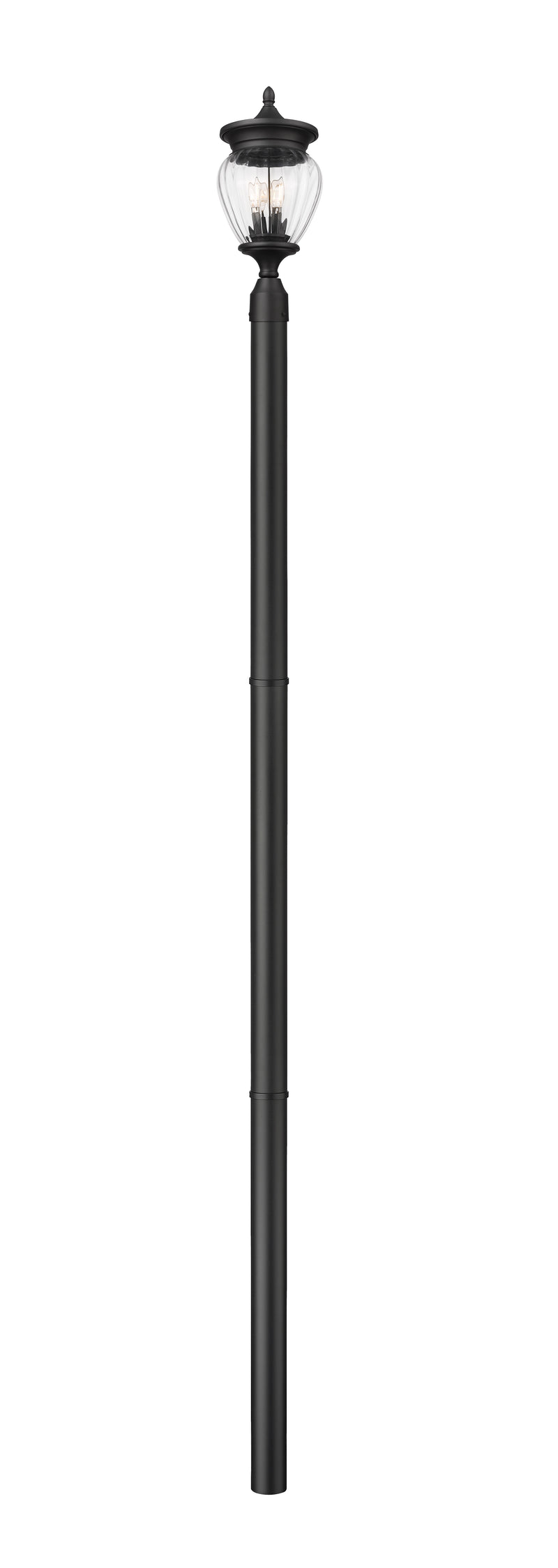 Davina 3 Light 9" Outdoor Post Mount Fixture in Black, 97" Straight Post