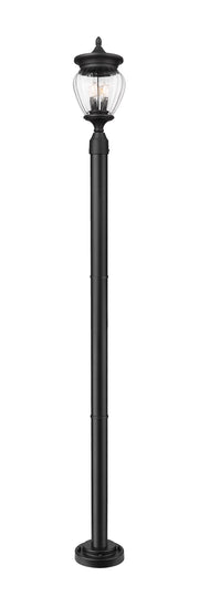 Davina 3 Light 9" Outdoor Post Mount Fixture in Black, 76" Post, 9" Classic Base
