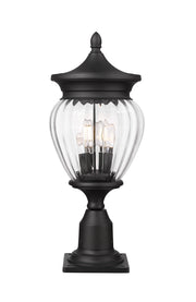 Davina 3 Light 9" Outdoor Post Mount Fixture in Black, Pier Mount, 6" Base