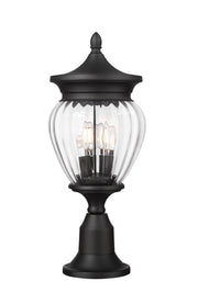 Davina 3 Light 9" Outdoor Post Mount Fixture in Black, Pier Mount, 6.25" Base