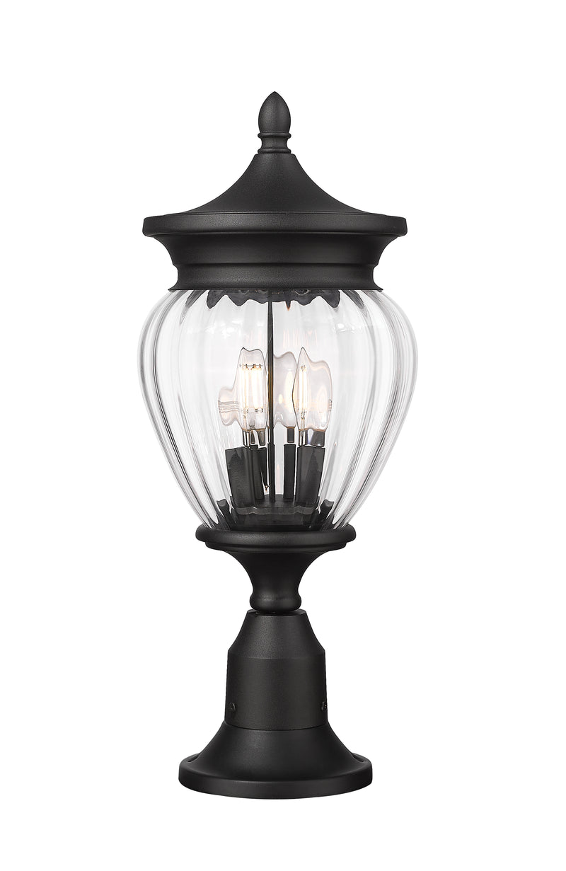 Davina 3 Light 9" Outdoor Post Mount Fixture in Black, Pier Mount, 6.25" Base
