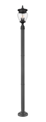 Davina 3 Light 9" Outdoor Post Mount Fixture in Black, 76" Cast Post, 9" Base