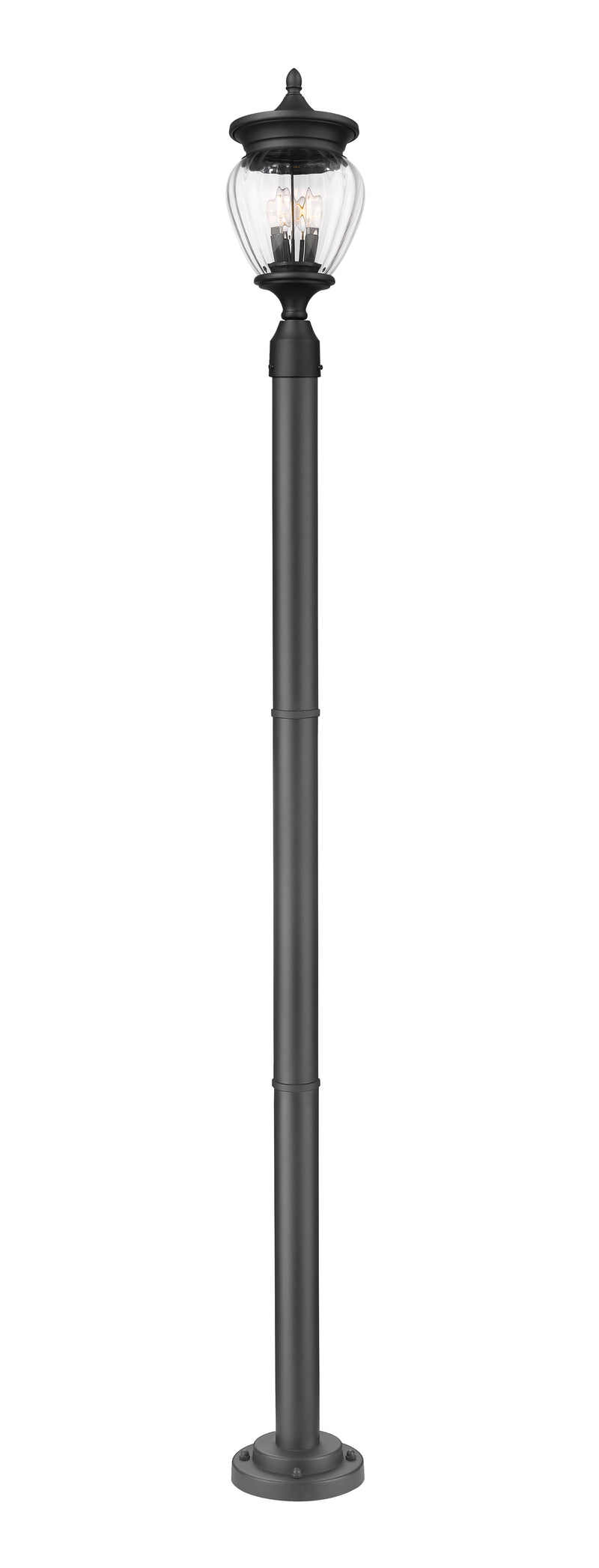 Davina 3 Light 9" Outdoor Post Mount Fixture in Black, 76" Cast Post, 9" Base