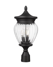 Davina 3 Light 9" Outdoor Post Mount Fixture in Black, Post Top Only