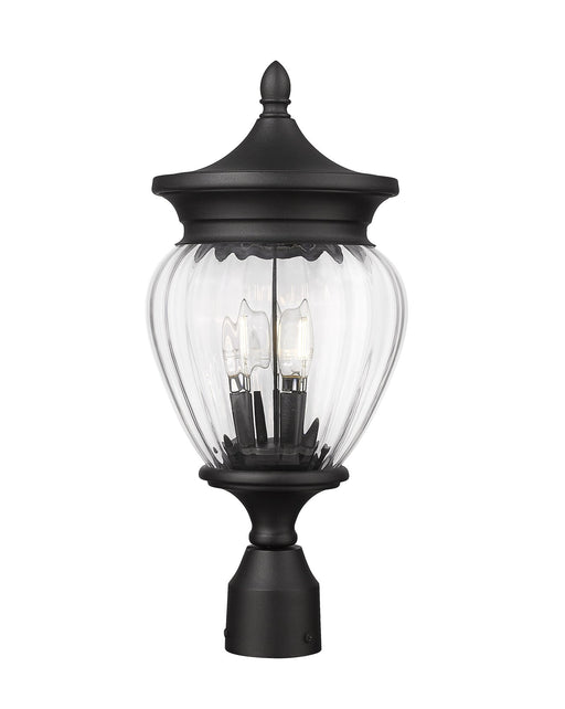 Davina 3 Light 9" Outdoor Post Mount Fixture in Black, Post Top Only