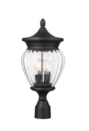 Davina 3 Light 9" Outdoor Post Mount Fixture in Black, Post Top Only