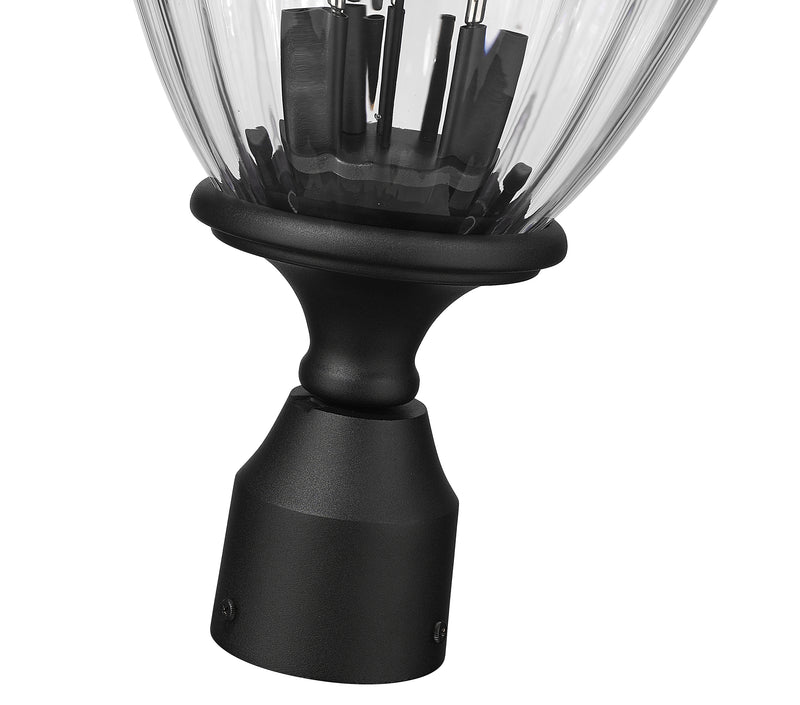 Davina 3 Light 9" Outdoor Post Mount Fixture in Black, Post Top Only