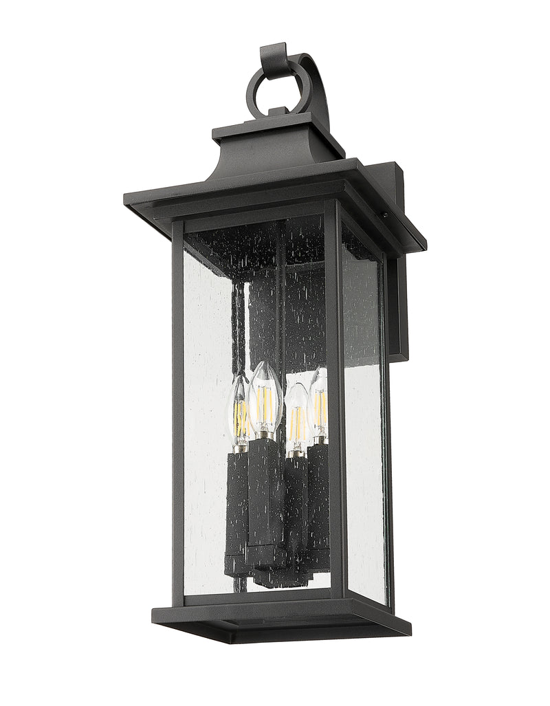 Tiberius 4 Light 9" Outdoor Wall Light in Black