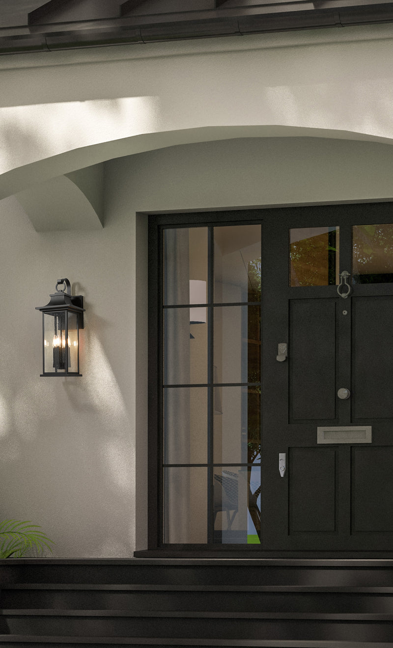 Tiberius 4 Light 9" Outdoor Wall Light in Black in a room setting