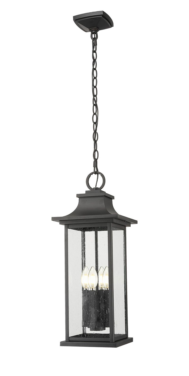 Tiberius 4 Light 9" Outdoor Chain Mount Ceiling Fixture in Black