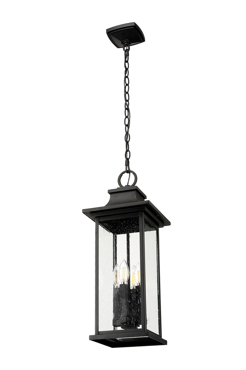 Tiberius 4 Light 9" Outdoor Chain Mount Ceiling Fixture in Black
