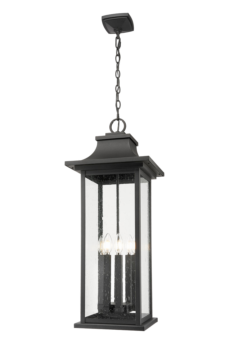 Tiberius 6 Light 12" Outdoor Chain Mount Ceiling Fixture in Black