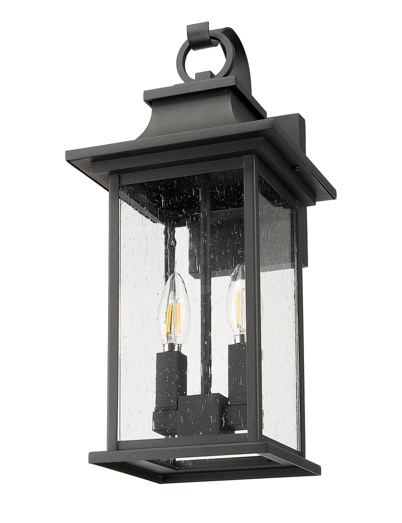 Tiberius 2 Light 7.75" Outdoor Wall Light in Black