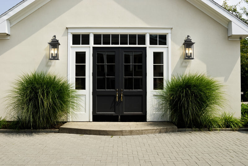 Tiberius 2 Light 7.75" Outdoor Wall Light in Black in a room setting