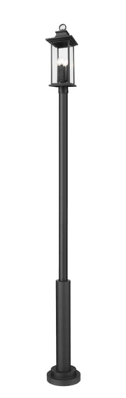 Tiberius 4 Light 9" Outdoor Post Mount Fixture in Black, 96" Post, 12" Base