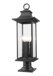 Tiberius 4 Light 9" Outdoor Post Mount Fixture in Black, Pier Mount, 6" Base