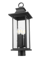 Tiberius 4 Light 9" Outdoor Post Mount Fixture in Black, Post Top Only, Round Fitter