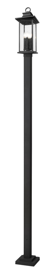 Tiberius 4 Light 9" Outdoor Post Mount Fixture in Black, 96" Square Post