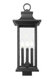 Tiberius 4 Light 9" Outdoor Post Mount Fixture in Black, Post Top Only, Square Fitter
