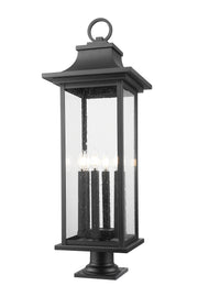 Tiberius 6 Light 12" Outdoor Post Mount Fixture in Black, Pier Mount, 6" Base