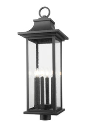 Tiberius 6 Light 12" Outdoor Post Mount Fixture in Black, Post Top Only, Round Fitter