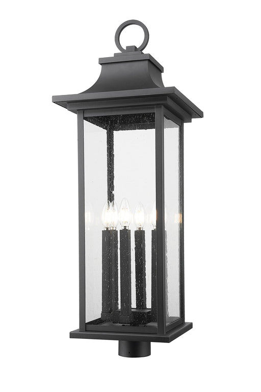 Tiberius 6 Light 12" Outdoor Post Mount Fixture in Black, Post Top Only, Round Fitter