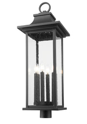 Tiberius 6 Light 12" Outdoor Post Mount Fixture in Black, Post Top Only, Round Fitter
