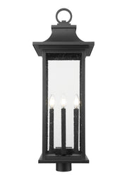 Tiberius 6 Light 12" Outdoor Post Mount Fixture in Black, Post Top Only, Round Fitter