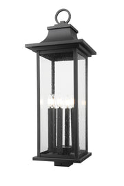 Tiberius 6 Light 12" Outdoor Post Mount Fixture in Black, Post Top Only, Square Fitter