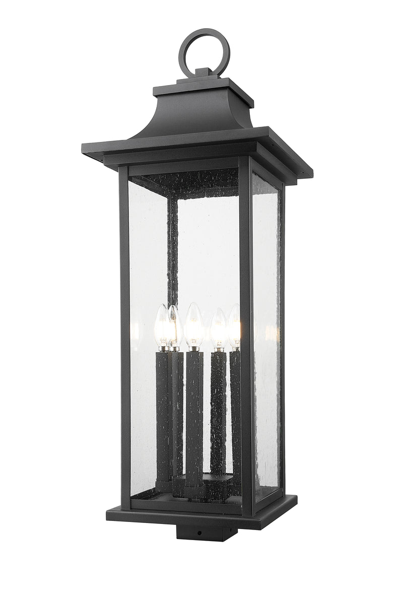Tiberius 6 Light 12" Outdoor Post Mount Fixture in Black, Post Top Only, Square Fitter