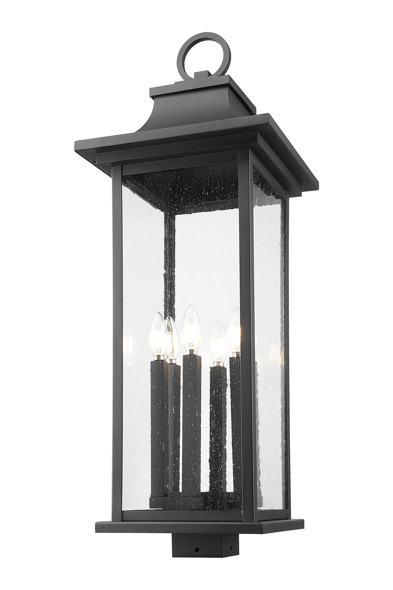 Tiberius 6 Light 12" Outdoor Post Mount Fixture in Black, Post Top Only, Square Fitter