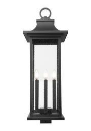 Tiberius 6 Light 12" Outdoor Post Mount Fixture in Black, Post Top Only, Square Fitter