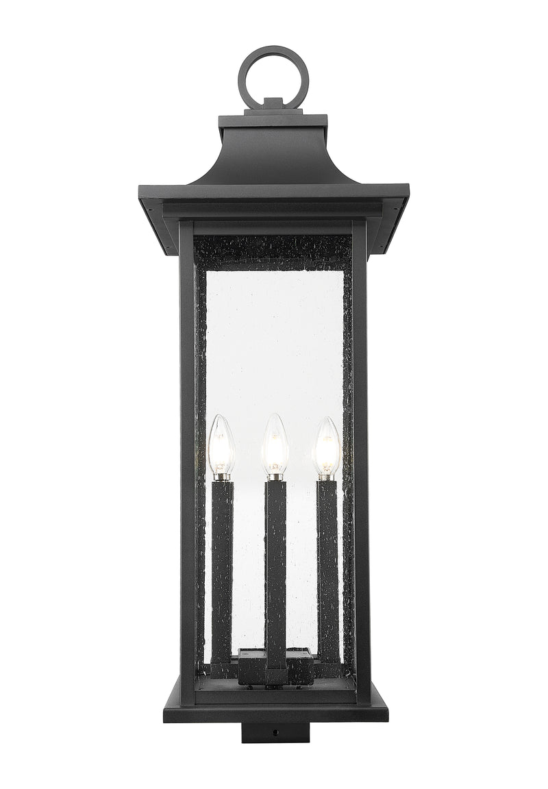 Tiberius 6 Light 12" Outdoor Post Mount Fixture in Black, Post Top Only, Square Fitter