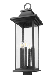 Tiberius 6 Light 12" Outdoor Post Mount Fixture in Black, Post Top Only, Square Fitter