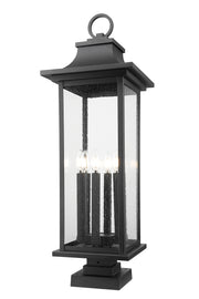 Tiberius 6 Light 12" Outdoor Post Mount Fixture in Black, Square Pier Mount