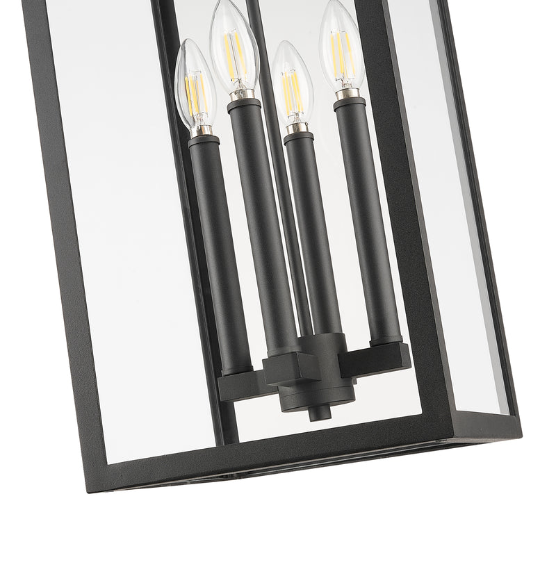 Nova 4 Light 10.5" Outdoor Chain Mount Ceiling Fixture in Black
