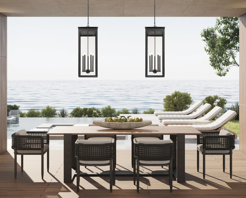 Nova 5 Light 12.5" Outdoor Chain Mount Ceiling Fixture in Black in a room setting