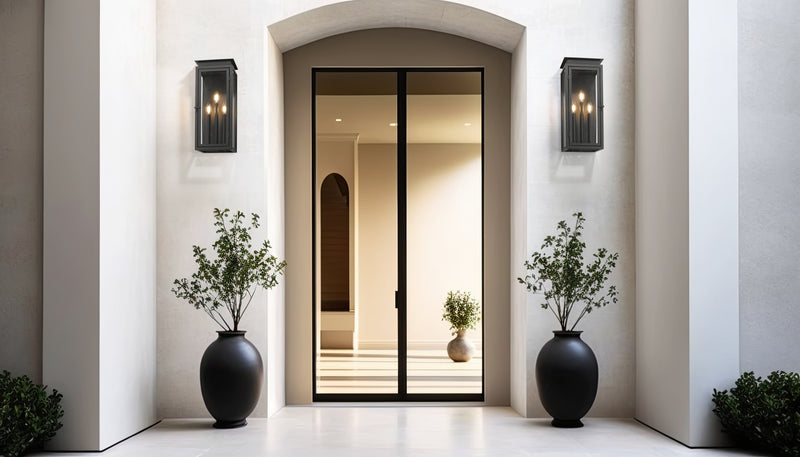 Nova 3 Light 8.5" Outdoor Wall Light in Black in a room setting
