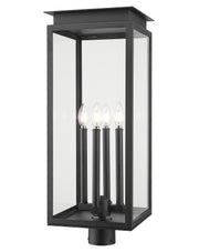Nova 4 Light 10.5" Outdoor Post Mount Fixture in Black, Post Top Only, Round Fitter