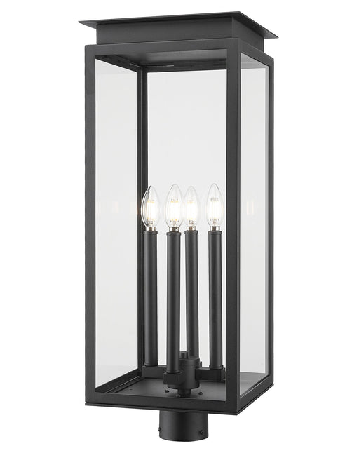Nova 4 Light 10.5" Outdoor Post Mount Fixture in Black, Post Top Only, Round Fitter