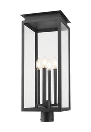 Nova 4 Light 10.5" Outdoor Post Mount Fixture in Black, Post Top Only, Round Fitter