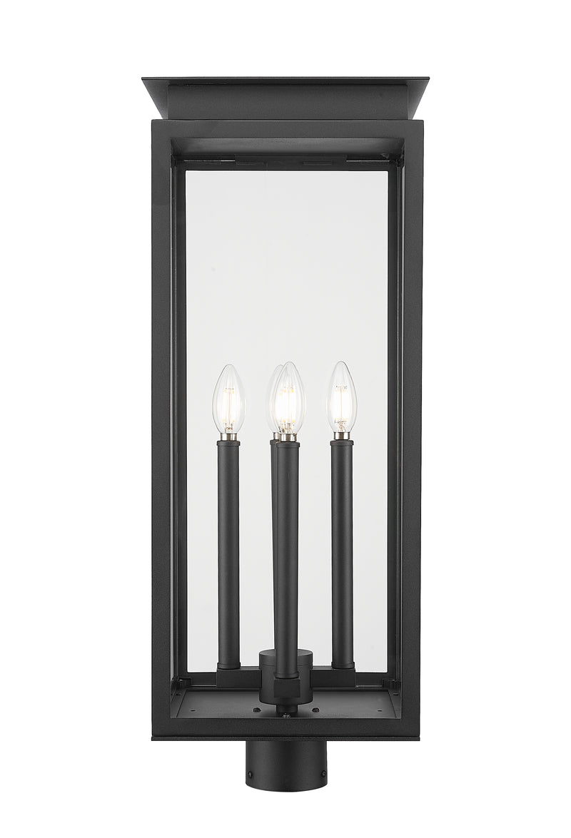 Nova 4 Light 10.5" Outdoor Post Mount Fixture in Black, Post Top Only, Round Fitter
