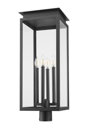 Nova 4 Light 10.5" Outdoor Post Mount Fixture in Black, Post Top Only, Round Fitter