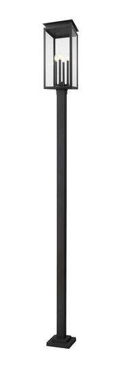 Nova 4 Light 10.5" Outdoor Post Mount Fixture in Black, 96" Square Post