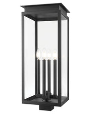 Nova 4 Light 10.5" Outdoor Post Mount Fixture in Black, Post Top Only, Square Fitter