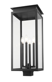 Nova 4 Light 10.5" Outdoor Post Mount Fixture in Black, Post Top Only, Square Fitter