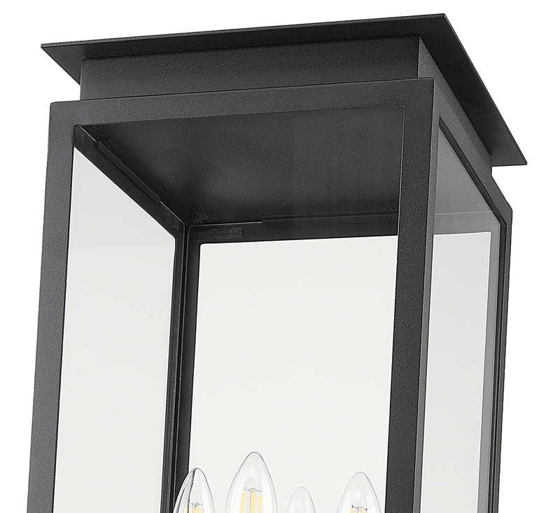 Nova 4 Light 10.5" Outdoor Post Mount Fixture in Black, Post Top Only, Square Fitter