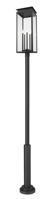 Nova 5 Light 12.5" Outdoor Post Mount Fixture in Black, 96" Post, 12" Base